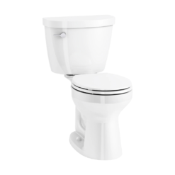KOHLER Cimarron White Round Chair height Soft Close 2-piece Toilet 12-in Rough-In WaterSense 1.28 GPF