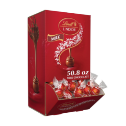 Lindt LINDOR Milk Chocolate Candy Truffles, Milk Chocolate with Smooth, Melting Truffle Center, 50.8 oz., 120 Count