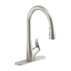 KOHLER Leto Vibrant Stainless Single Handle Deck-mount Pull-down Kitchen Faucet with Sprayer ( Deck Plate Included )