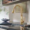 Moen Arlia Brushed Gold Single Handle Deck-mount Pull-down Kitchen Faucet with Sprayer ( Deck Plate Included )