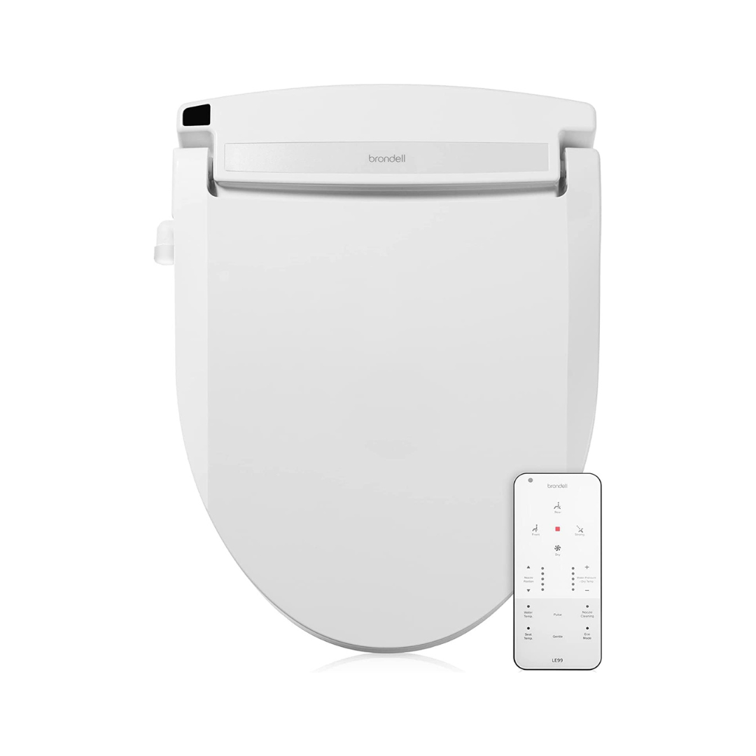 Brondell LE99 Bidet Toilet Seat, Fits Elongated Toilets, Electric Bidet with Remote, Warm Air Dryer, Strong Wash Mode