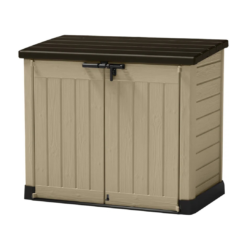 Keter Store It Out MAX 4.8x2.7 ft. Durable Resin Outdoor Storage Shed With Floor and Double Doors for Garden Patio Furniture and Tools, Brown