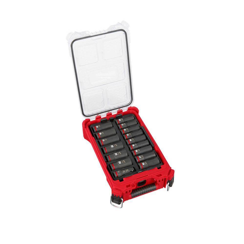 Milwaukee SHOCKWAVE Impact Duty 1/2" Drive Metric Deep Well PACKOUT Socket Set (16-Piece) 49-66-6803