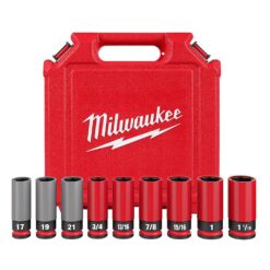 Milwaukee SHOCKWAVE Impact-Duty 1/2 in. Drive Deep SAE & Metric Lug Nut Impact Socket Set (9-Piece) 49-66-7832