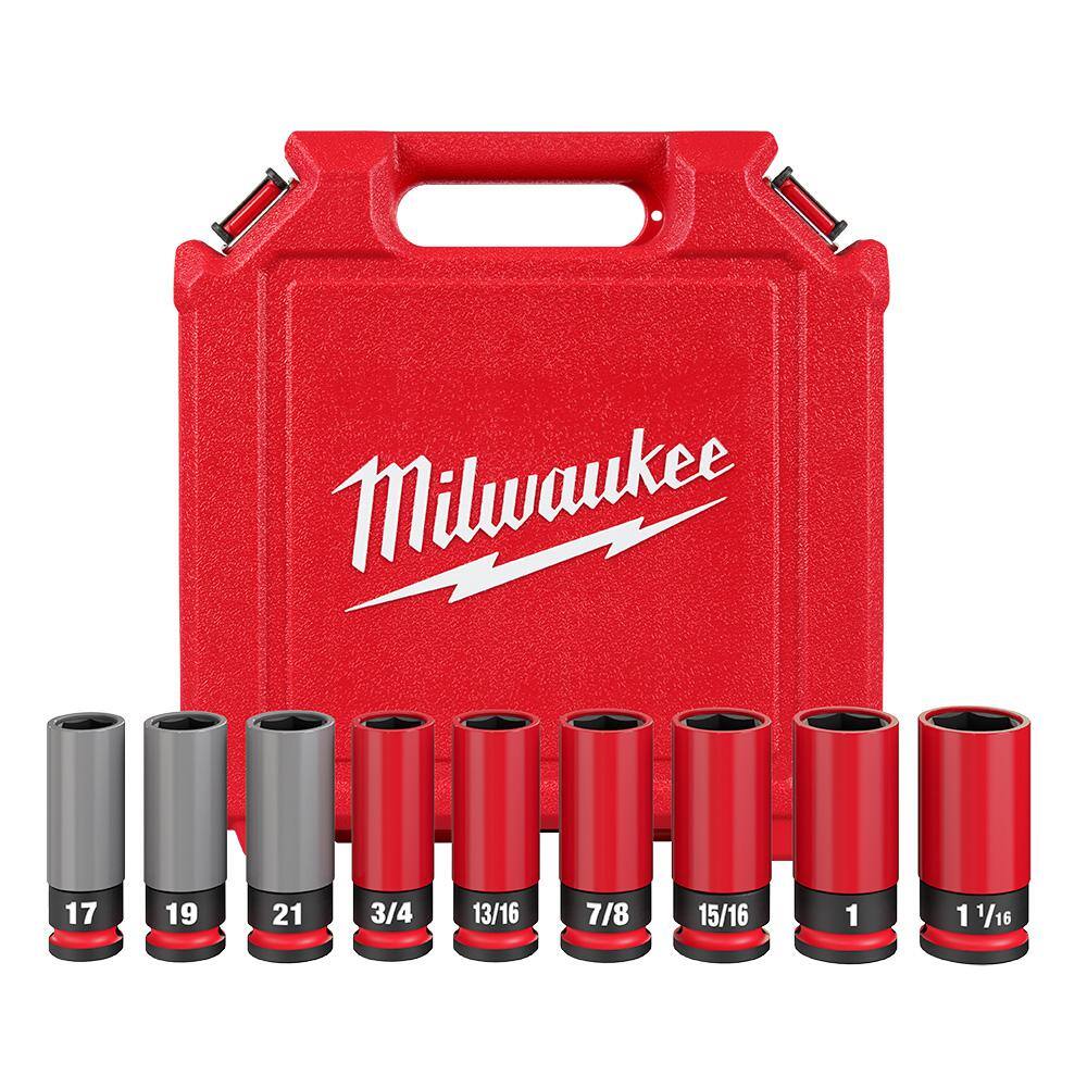 Milwaukee SHOCKWAVE Impact-Duty 1/2 in. Drive Deep SAE & Metric Lug Nut Impact Socket Set (9-Piece) 49-66-7832