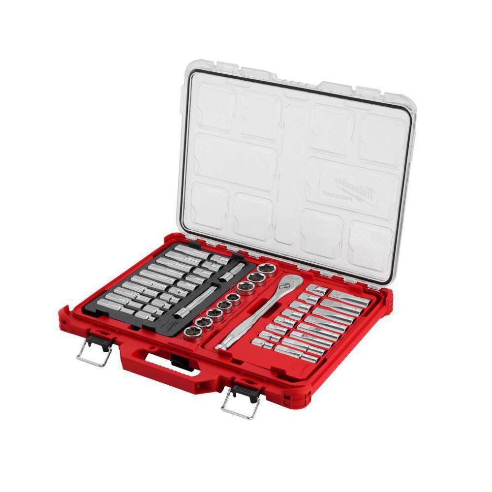 Milwaukee 1/2 in. Drive SAE/Metric Ratchet and Socket Mechanics Tool Set with PACKOUT Case (47-Piece) 48-22-9487