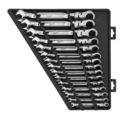 Milwaukee 144-Position Flex-Head Ratcheting Combination Wrench Set Metric (15-Piece) 48-22-9513