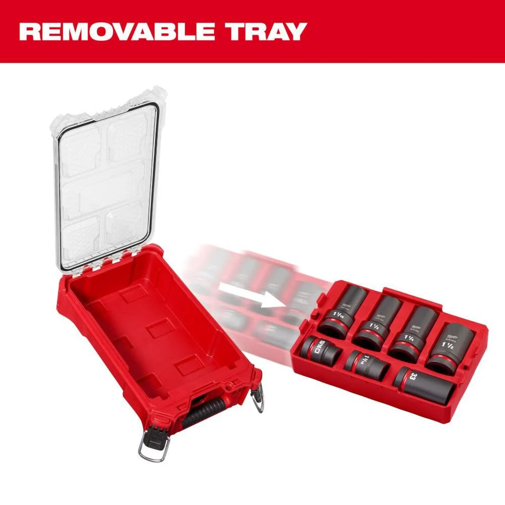 Milwaukee 49-66-7840 SHOCKWAVE Impact Duty 1 in Drive 7 Piece MM & SAE Wheel Service Socket PACKOUT Set