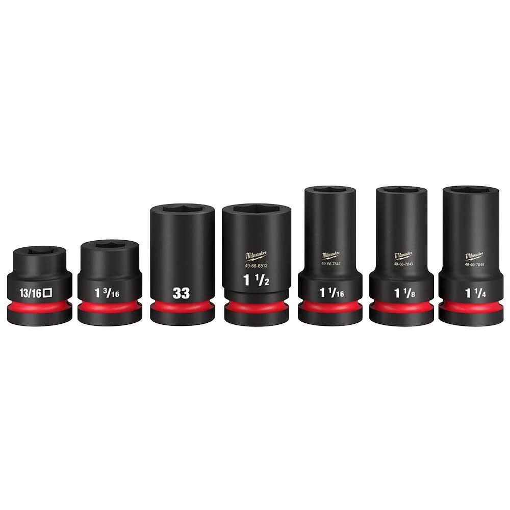 Milwaukee 49-66-7840 SHOCKWAVE Impact Duty 1 in Drive 7 Piece MM & SAE Wheel Service Socket PACKOUT Set