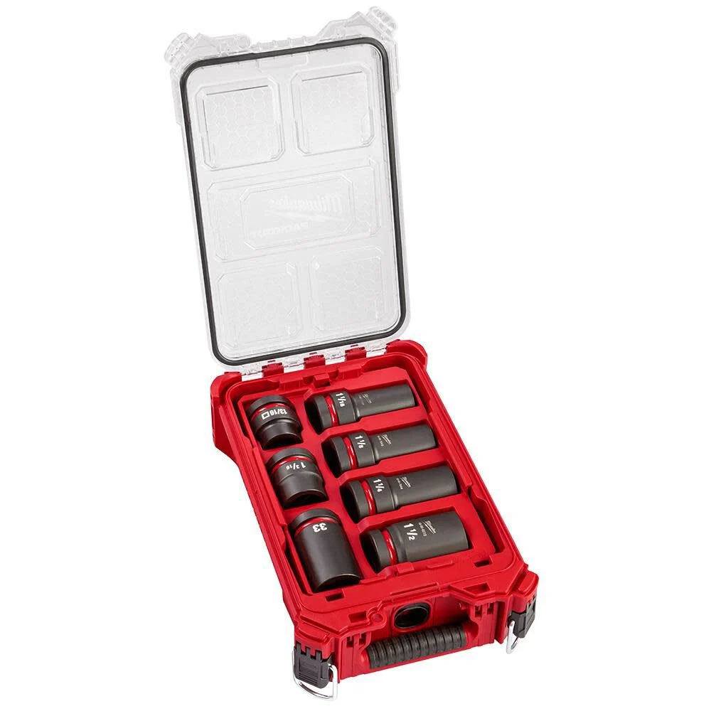 Milwaukee 49-66-7840 SHOCKWAVE Impact Duty 1 in Drive 7 Piece MM & SAE Wheel Service Socket PACKOUT Set