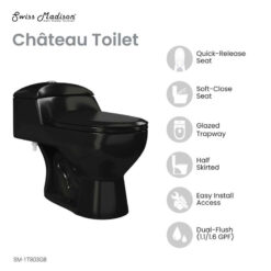 Swiss Madison Black Château One-Piece Elongated Dual-Flush Toilet 1.1/1.6 gpf