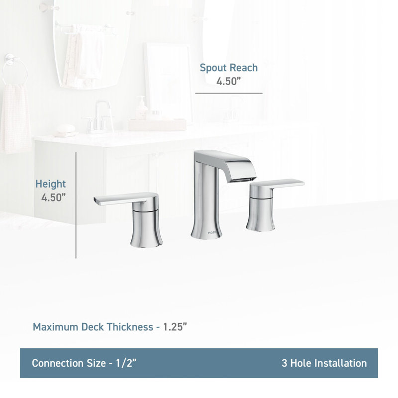 Moen Chrome Genta LX Two-Handle Widespread Bathroom Faucet Trim Kit, Valve Required