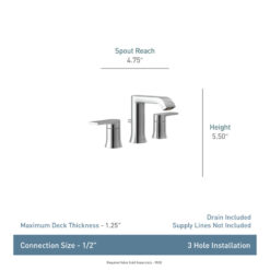 Moen Chrome Genta LX Two-Handle Widespread Bathroom Faucet Trim Kit, Valve Required
