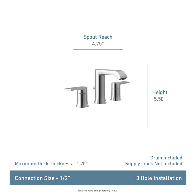 Moen Chrome Genta LX Two-Handle Widespread Bathroom Faucet Trim Kit, Valve Required