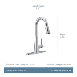 7864BL Moen Sleek Pull Down Single Handle Kitchen Faucet with Power Boost Technology and Duralock