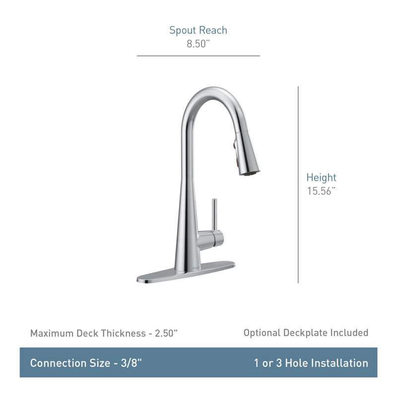 7864BL Moen Sleek Pull Down Single Handle Kitchen Faucet with Power Boost Technology and Duralock