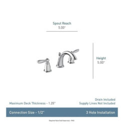Brushed Nickel Moen Brantford Widespread Bathroom Faucet (Part number: T6620BN)