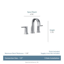 Matte Black Moen Doux Two-Handle Widespread Bathroom Faucet Trim Kit, Valve Required (Part number: TS6925BL)