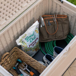 Lifetime 39'' W 80 Gallons Water Resistant Polyethylene Plastic Lockable Deck Box in Desert Sand
