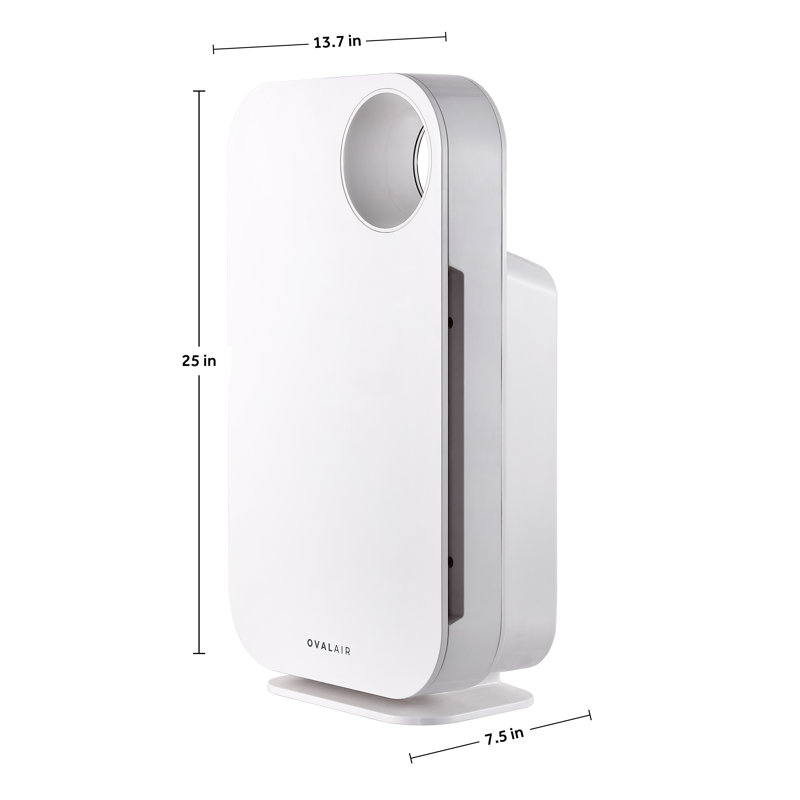 OVAL AIR 3-Stage H13 True HEPA 5-in-1 Air Purifier reduces Allergies, Asthma, Pets, Odor, Smoke, White