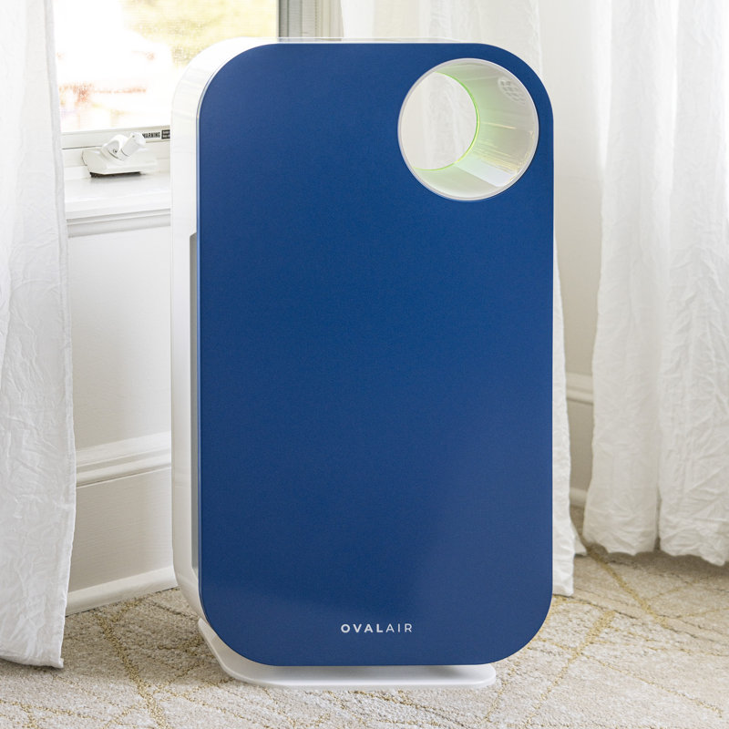OVAL AIR 3-Stage H13 True HEPA 5-in-1 Air Purifier reduces Allergies, Asthma, Pets, Odor, Smoke, Santorini Hills Blue