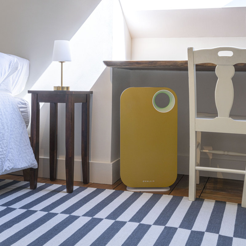 OVAL AIR 3-Stage H13 True HEPA 5-in-1 Air Purifier reduces Allergies, Asthma, Pets, Odor, Smoke, Vintage Buttercup Yellow