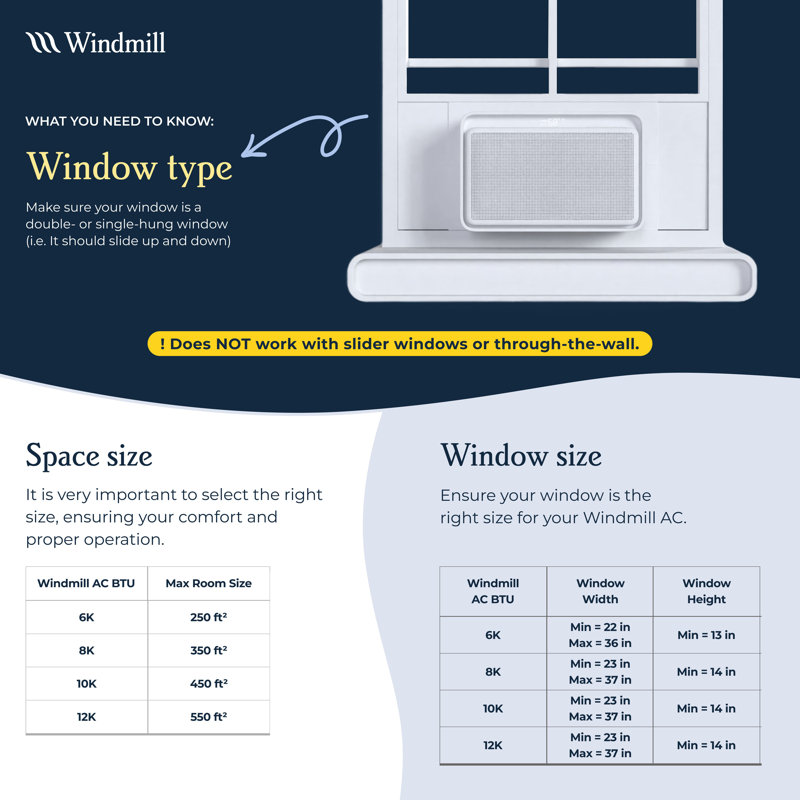 Windmill 8000 BTU Smart Air Conditioner with WhisperTech Inverter Technology - 350 Sq Ft
