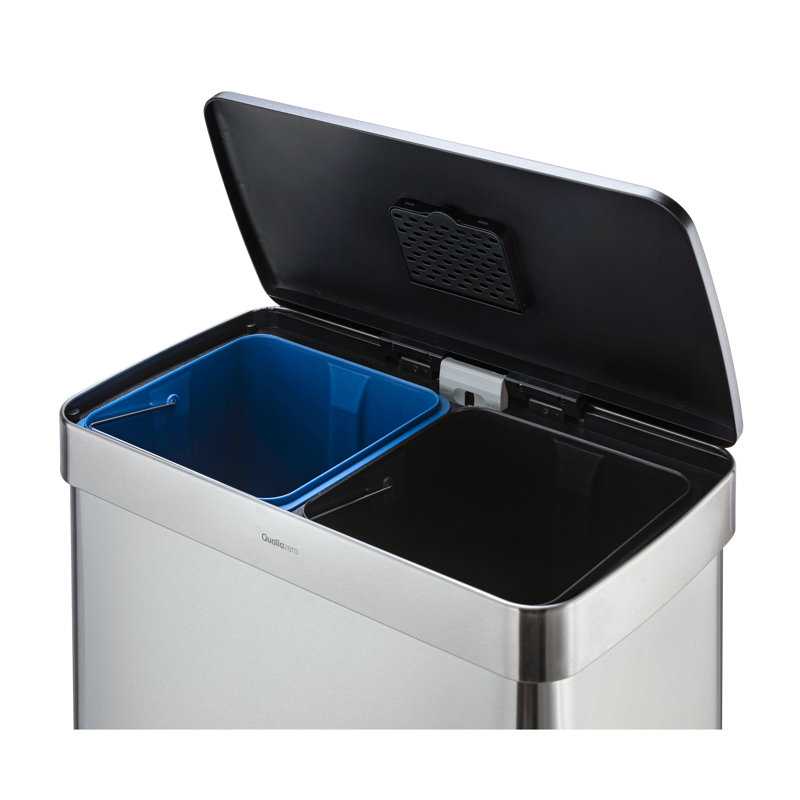 Qualiazero 16 Gallon Stainless Steel Step On Multi-Compartments Trash & Recycling Bin