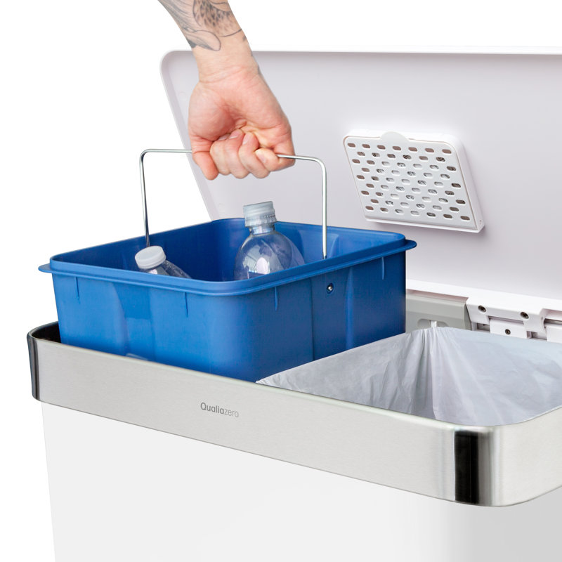 Qualiazero 16 Gallon Stainless Steel Step On Multi-Compartments Trash & Recycling Bin