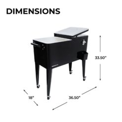 PERMASTEEL 80 qt. Black Classic Outdoor Rolling Patio Cooler with Wheels and Handles PS-203-BLK
