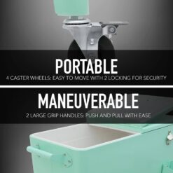 PERMASTEEL 80 qt. Mint Green Classic Outdoor Rolling Patio Cooler with Wheels and Handles PS-203-MINT