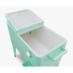 PERMASTEEL 80 qt. Mint Green Classic Outdoor Rolling Patio Cooler with Wheels and Handles PS-203-MINT
