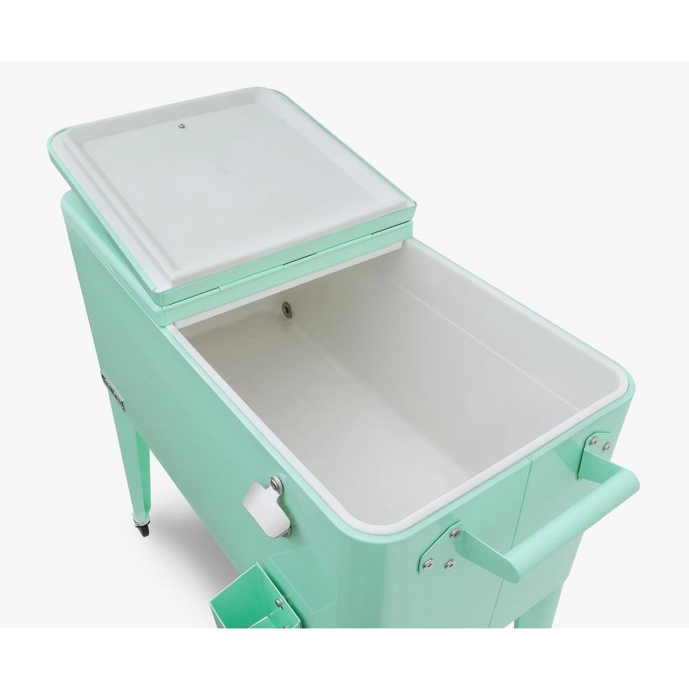 PERMASTEEL 80 qt. Mint Green Classic Outdoor Rolling Patio Cooler with Wheels and Handles PS-203-MINT