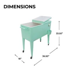 PERMASTEEL 80 qt. Mint Green Classic Outdoor Rolling Patio Cooler with Wheels and Handles PS-203-MINT