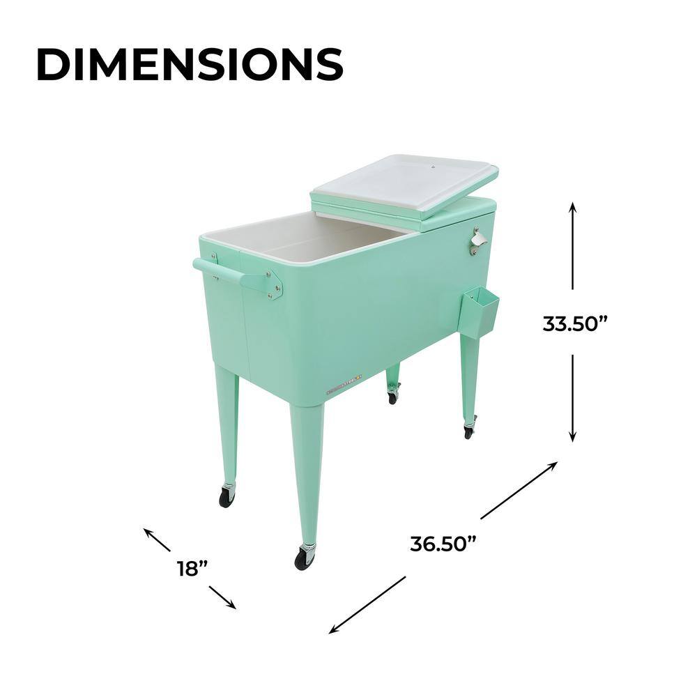 PERMASTEEL 80 qt. Mint Green Classic Outdoor Rolling Patio Cooler with Wheels and Handles PS-203-MINT