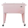 PERMASTEEL 80 qt. Pink Classic Outdoor Rolling Patio Cooler with Wheels and Handles PS-203-PINK