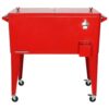 PERMASTEEL 80 qt. Red Classic Outdoor Rolling Patio Cooler with Wheels and Handles PS-203-RED