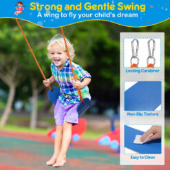 Jovego 690lbs 2 Seat Swing Set for Backyard, 1 Saucer Swing and 1 Belt Swing with Heavy Duty Outdoor A-Frame Metal Swing Stand for Playground, Playset