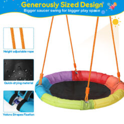 Jovego 690lbs 2 Seat Swing Set for Backyard, 1 Saucer Swing and 1 Belt Swing with Heavy Duty Outdoor A-Frame Metal Swing Stand for Playground, Playset