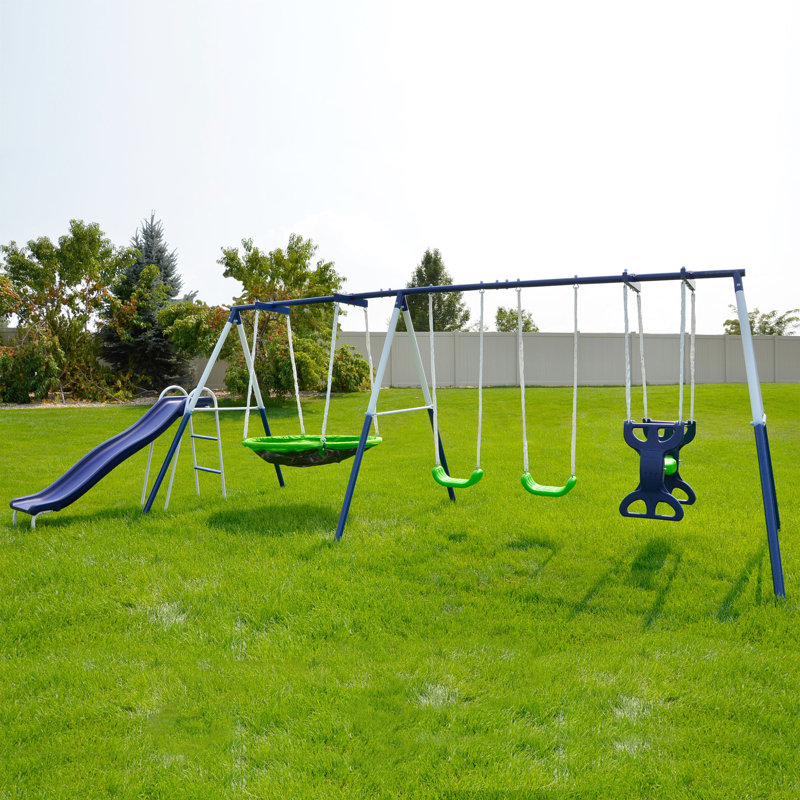 Sportspower Outdoor Rosemead Metal Swing Set with Lifetime Warranty on 6' Double Wall Slide