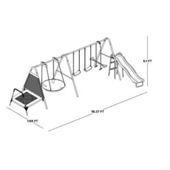 Sportspower Mountain View Metal Swing Set with Glide Ride, Saucer, Trampoline, and Lifetime Warranty