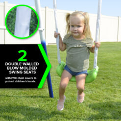 Sportspower Mountain View Metal Swing Set with Glide Ride, Saucer, Trampoline, and Lifetime Warranty