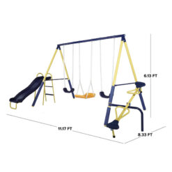 Sportspower Palmview Metal Swing Set with Lifetime Warranty on 5' Double Wall Slide