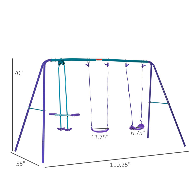 Outsunny Metal Swing Set with 2 Swing(s)