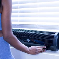 Vornado TRANSOM Window Fan with 4 Speeds, Remote Control, Reversible Exhaust Mode, Weather Resistant Case, Black, Whole Room