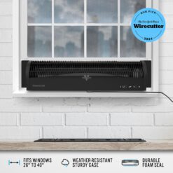Vornado TRANSOM Window Fan with 4 Speeds, Remote Control, Reversible Exhaust Mode, Weather Resistant Case, Black, Whole Room