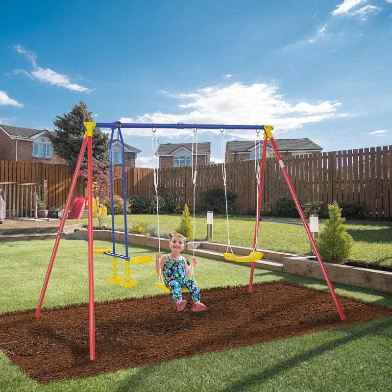 Outsunny Metal Swing Set with 2 Swing(s)