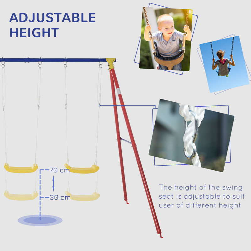 Outsunny Metal Swing Set with 2 Swing(s)