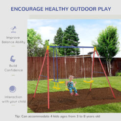 Outsunny Metal Swing Set with 2 Swing(s)