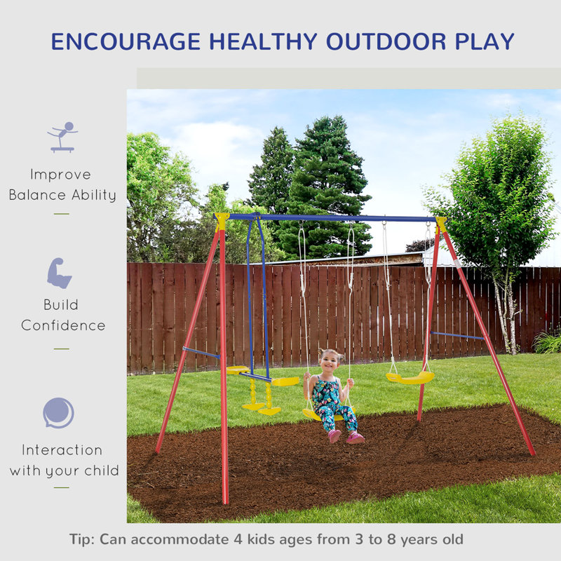 Outsunny Metal Swing Set with 2 Swing(s)